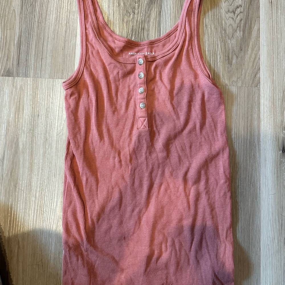 American Eagle Outfitters Coral Button-Up Tank Top